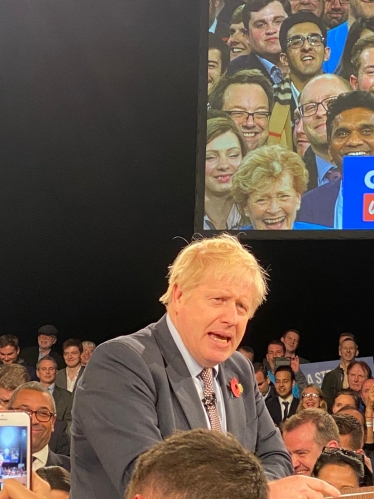 Boris Johnson addresses the crowd