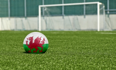 Welsh Football in front of goal