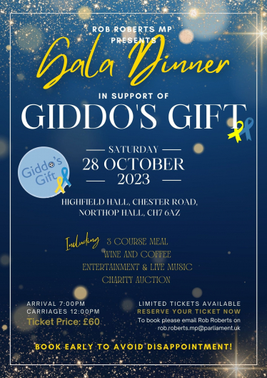 Gala Dinner, 28th October 2023. Tickets cost £60